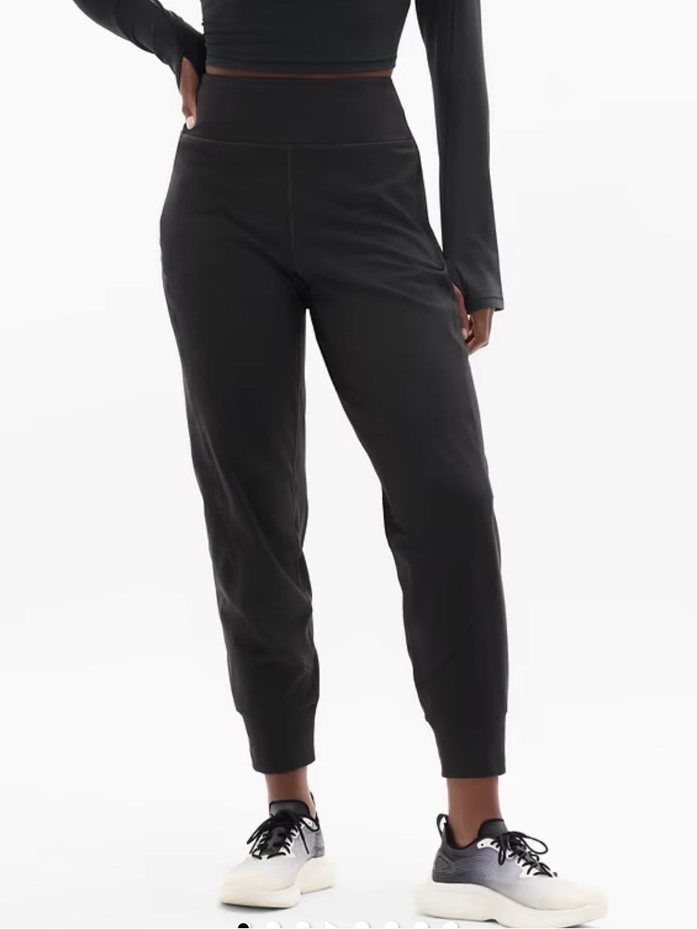 Athleta Rainier Jogger Black Size S/P Petite Zip Pockets Tapered Sweatpant